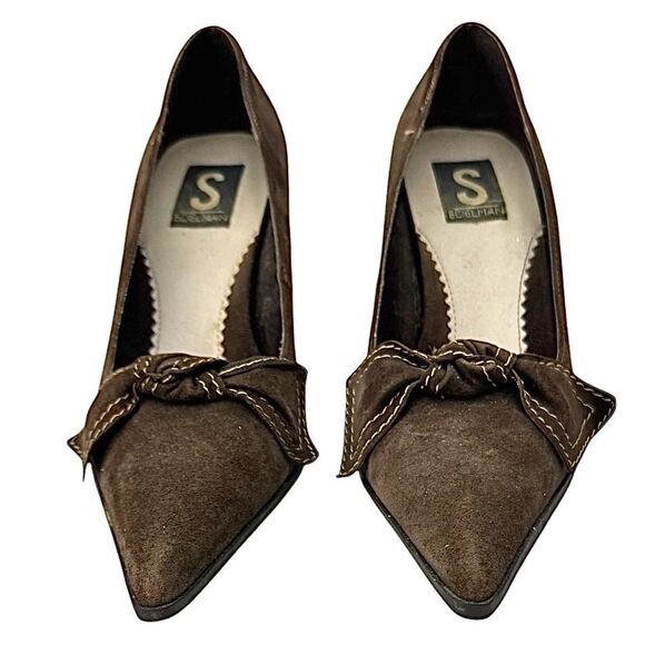 Sam Elderman Vintage Pointed Heels Brown Suede Size 7.5 M Pre-Owned - Picture 8 of 10